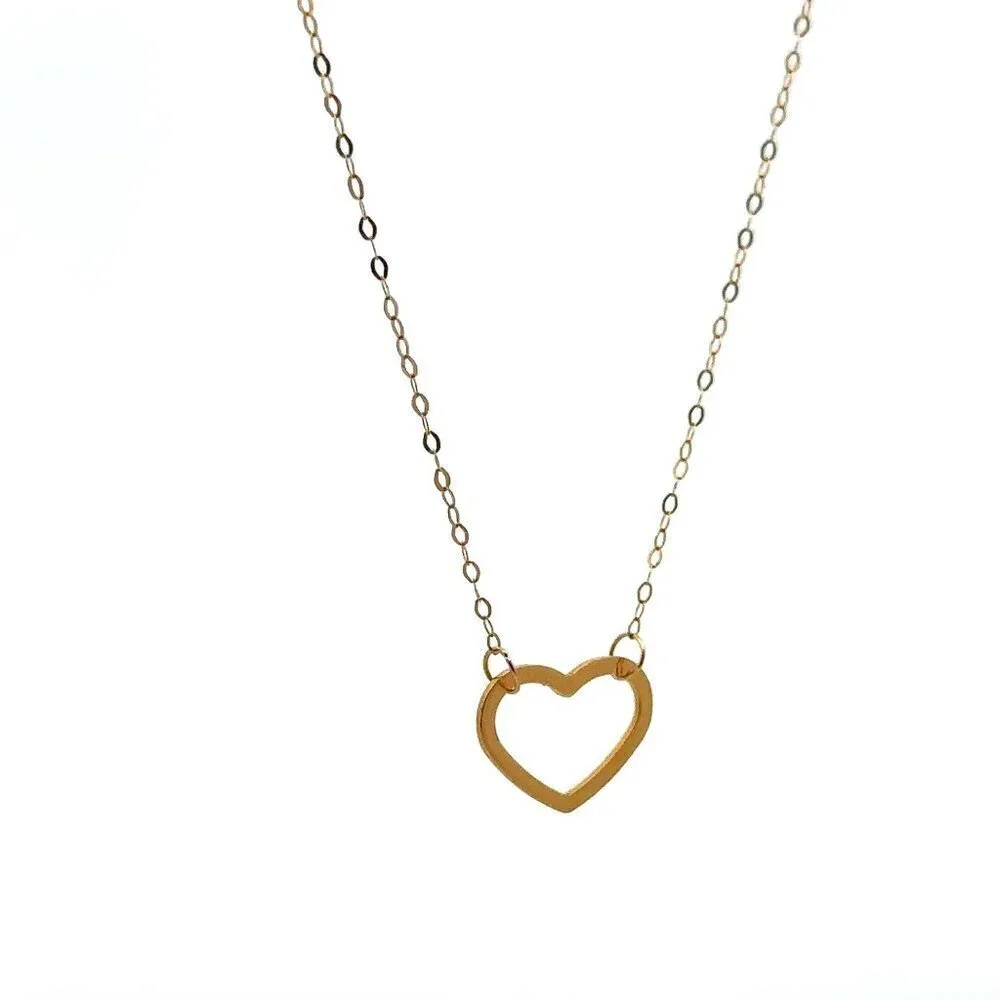 18K Gold Necklace Chain 18 inches Pendant Heart 0.58 grams - Picture 5 of 10